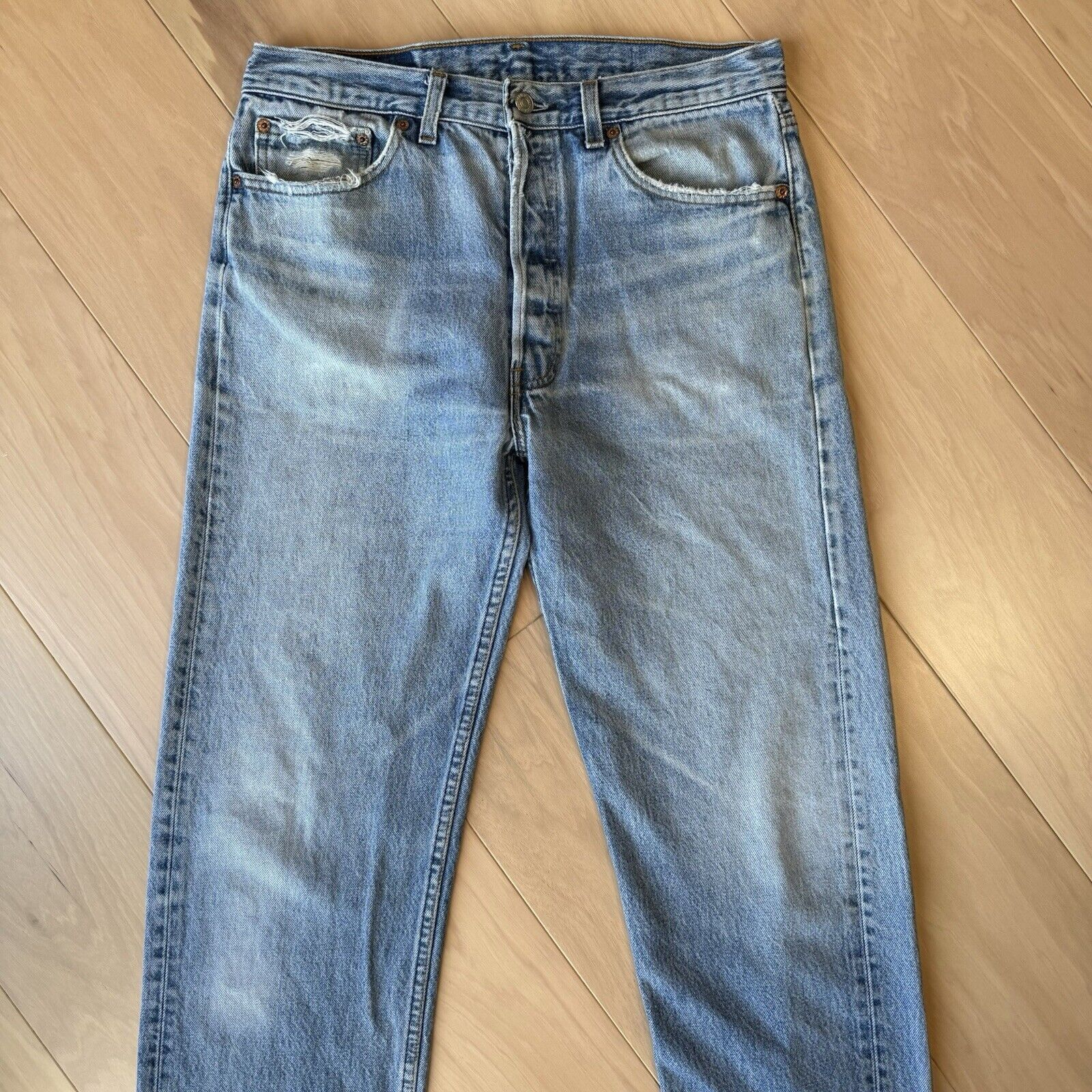 Levi's × Vintage Vintage Levis 501 Jeans 33 Blue Denim Made in USA Workwear Size US 33 - 3 Thumbnail