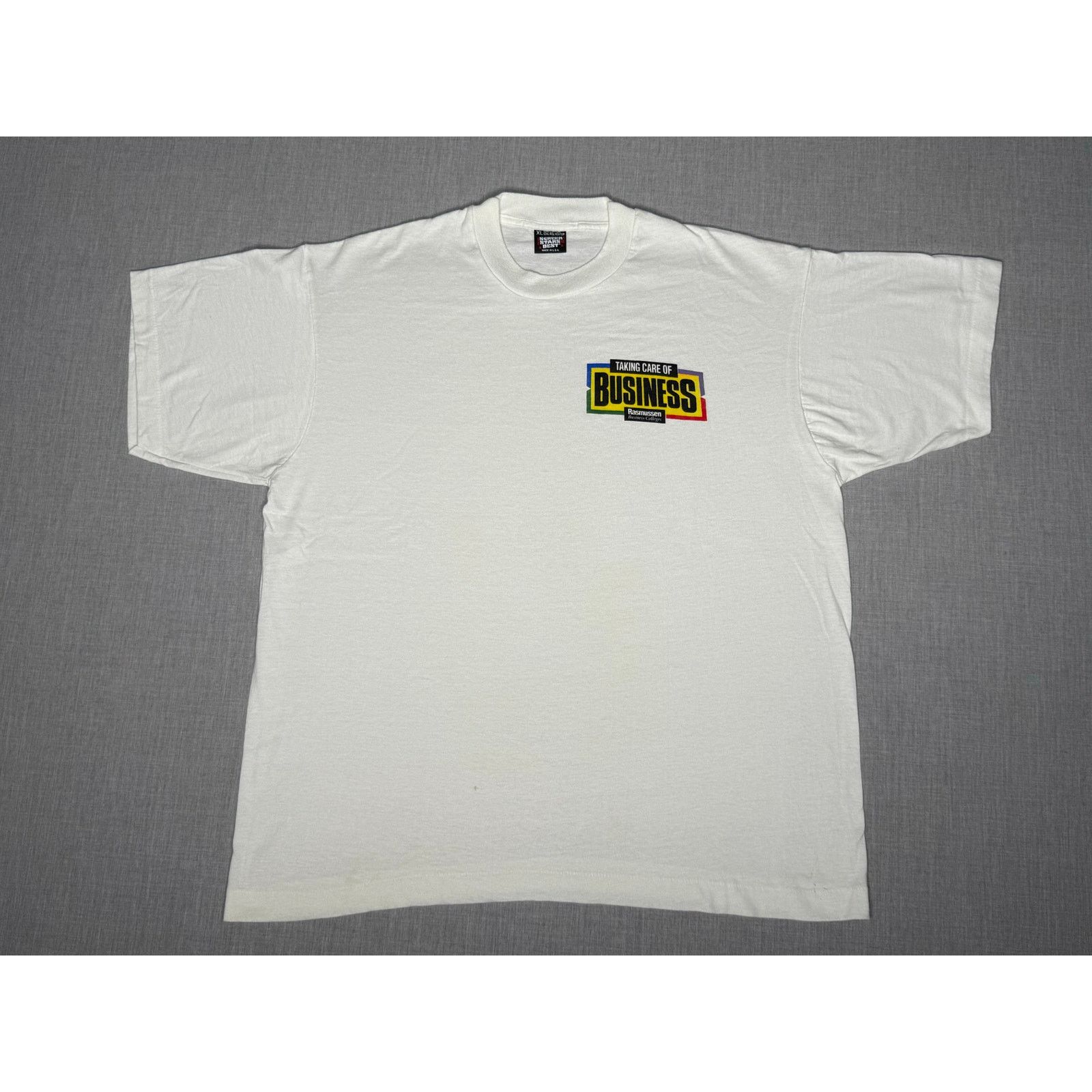 Vintage Vintage 90s Rasmussen Business College Single Stitch Tee XL Size US XL / EU 56 / 4 - 1 Thumbnail