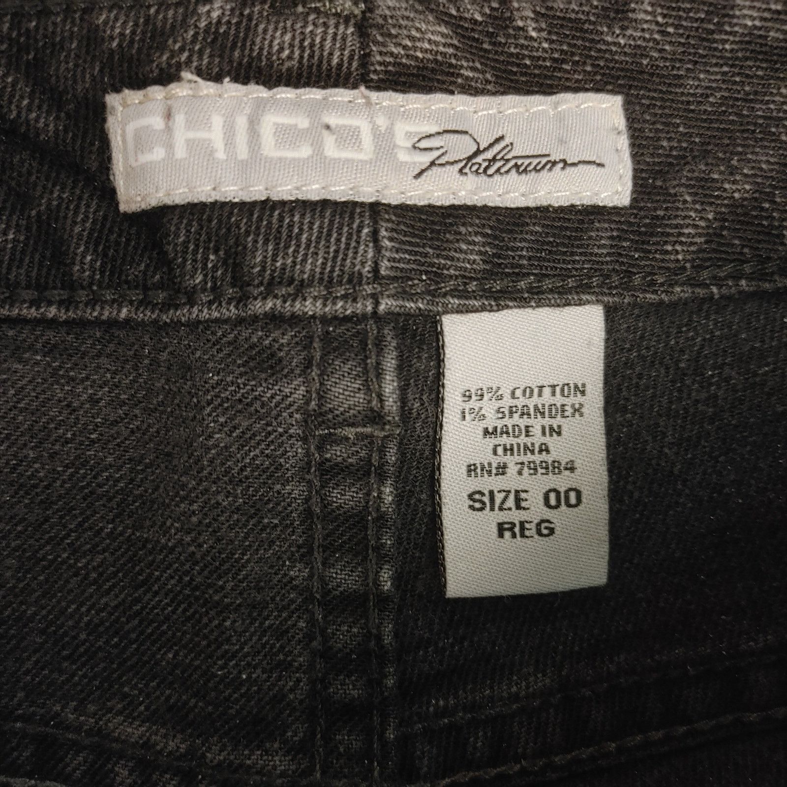 Chicos Chico's Platinum Women's 00R Black Denim Skinny Jeans Size 24" / US 00 / IT 34 - 3 Thumbnail