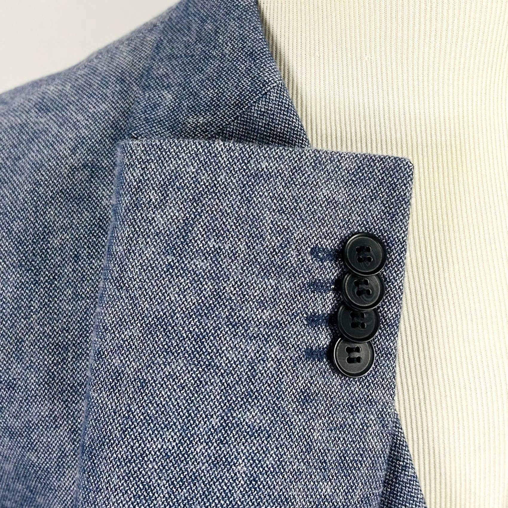 H&M H&M 44R Slim Fit Chambray Sport Coat Elbow Patches Blue Cotton Two Button Vented Jacket/Coat Size US XS / EU 42 / 0 - 5 Thumbnail