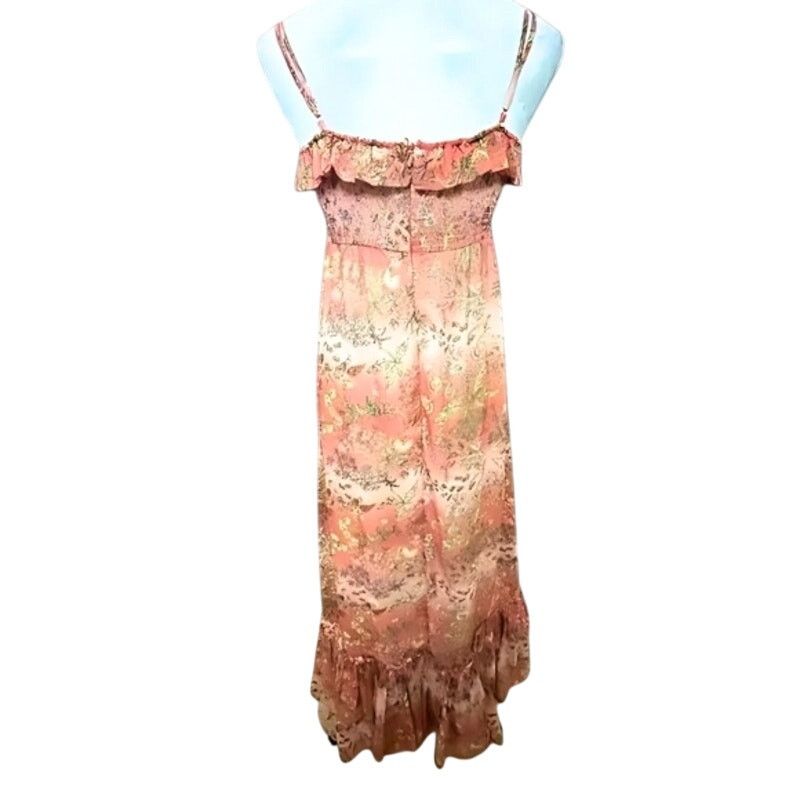 Other By TiMo Smocked Maxi Dress Floral Chiffon Ruffle Orange M Size M / US 6-8 / IT 42-44 - 6 Thumbnail