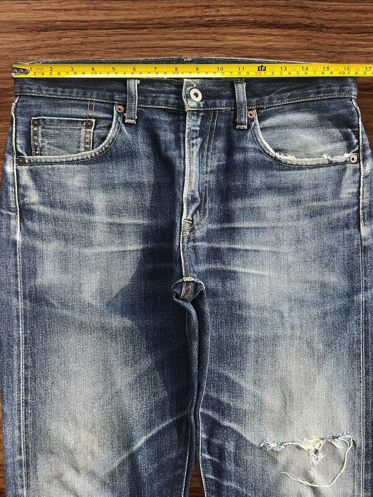 Undercover × Uniqlo Vintage Japanese Brand Blue Washed Distressed Redline Jeans Size US 32 / EU 48 - 12 Thumbnail