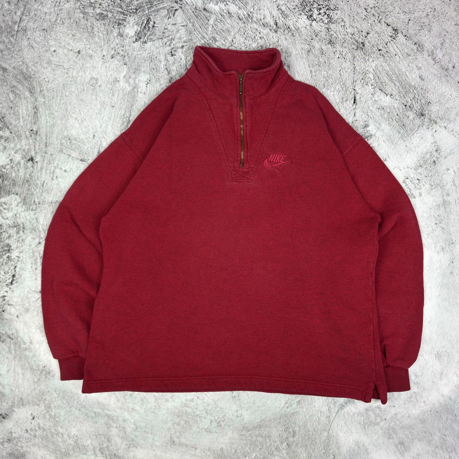 Nike Nike Men's Red Cotton Fleece Lined Quarter Zip Sweatshirt S Size US S / EU 44-46 / 1 - 2 Thumbnail