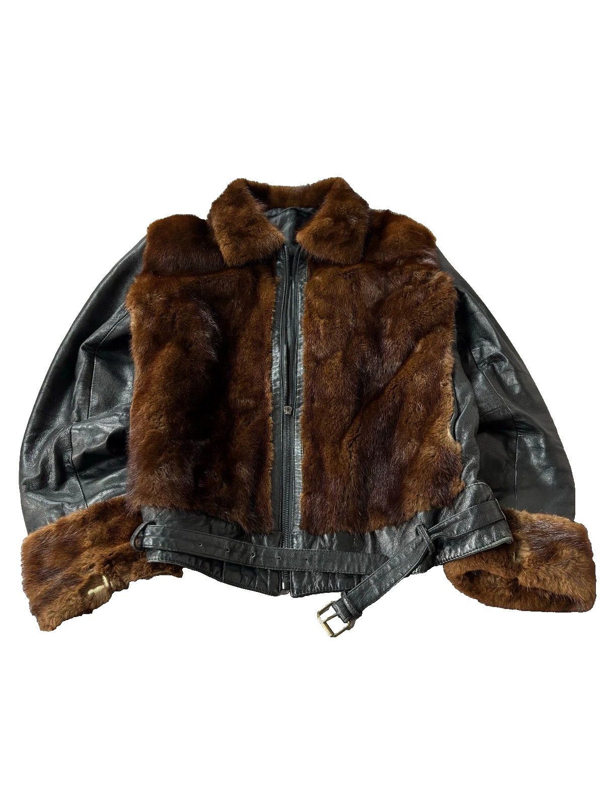 Yohji Yamamoto 2000s ISSEY MIYAKE STYLE MINK FUR/LEATHER JACKET Size US M / EU 48-50 / 2 - 3 Thumbnail