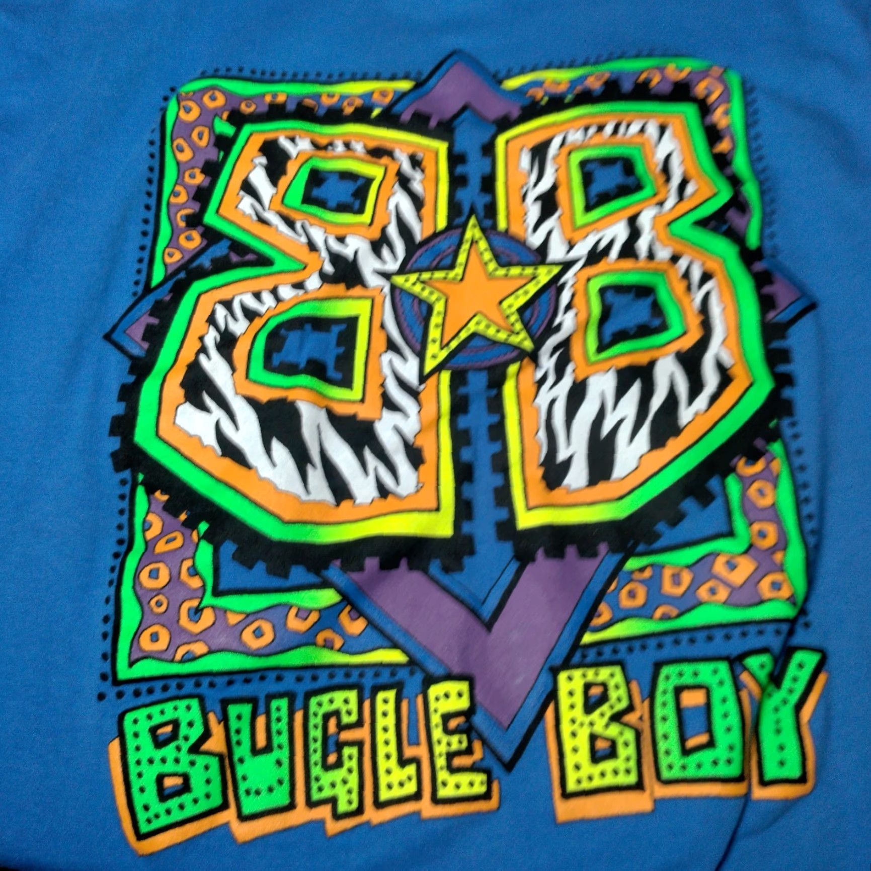 Bugle Boy VINTAGE Bugle Boy T-Shirt Mens Small Blue Cotton Blend Short Sleeve Crew Neck 90s Neon Graphic Skate Surf Size US S / EU 44-46 / 1 - 3 Thumbnail