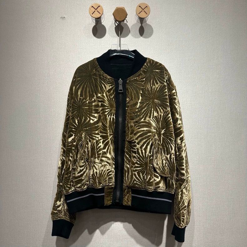 Haider Ackermann size50 Gold floral velvet bomber