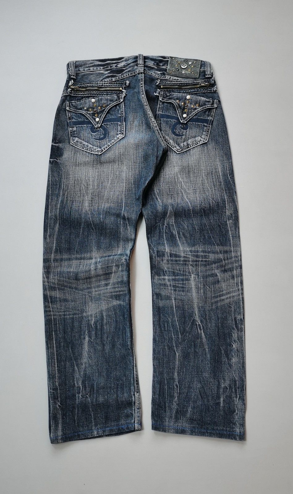 Le Grande Bleu (L.G.B.) Villand Whiskering w/studded Pocket Denim Jeans Size US 32 / EU 48 - 7 Thumbnail
