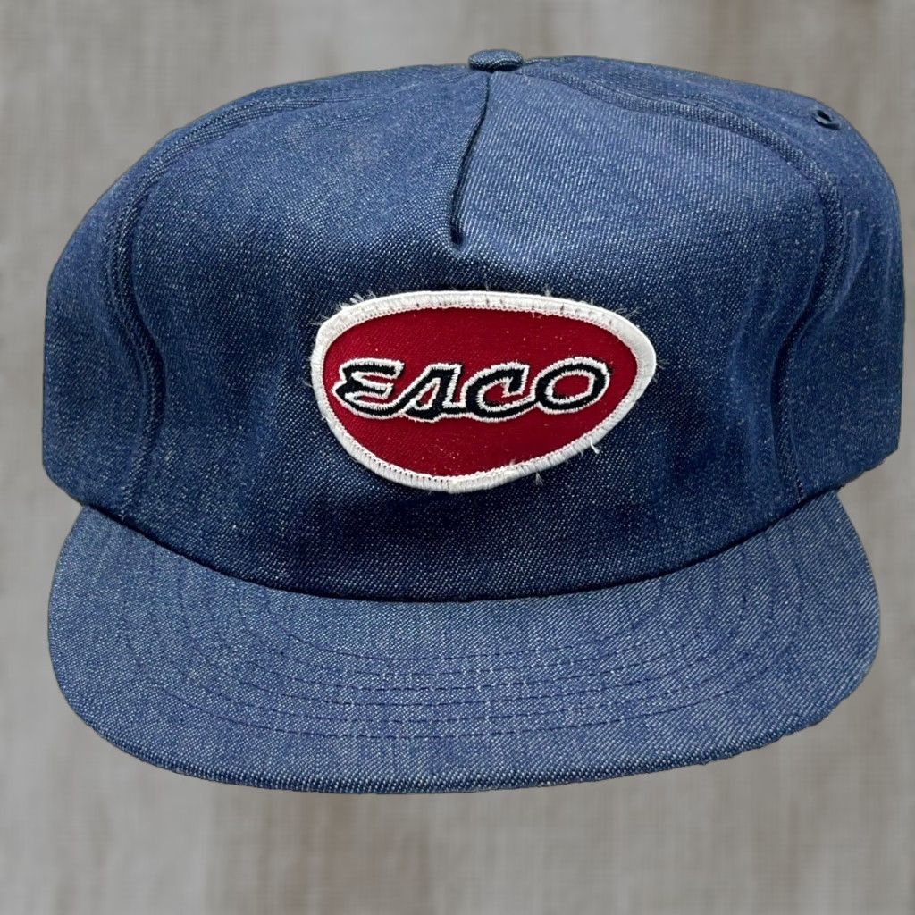 Vintage VINTAGE Ownco Hat Cap Trucker SnapBack Denim Patch 80s Made In USA Foam Jean Farm Adjustable One Size Blue Mens Size US 35 - 1 Thumbnail