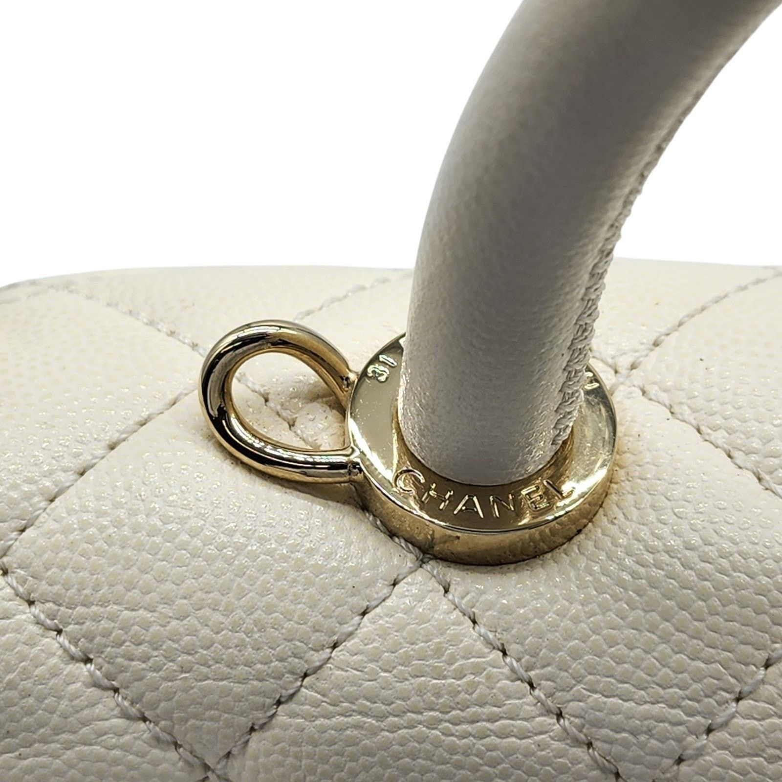 Chanel Coco Top Handle Leather Flap Shoulder Bag White - Preowned Size ONE SIZE - 12 Thumbnail