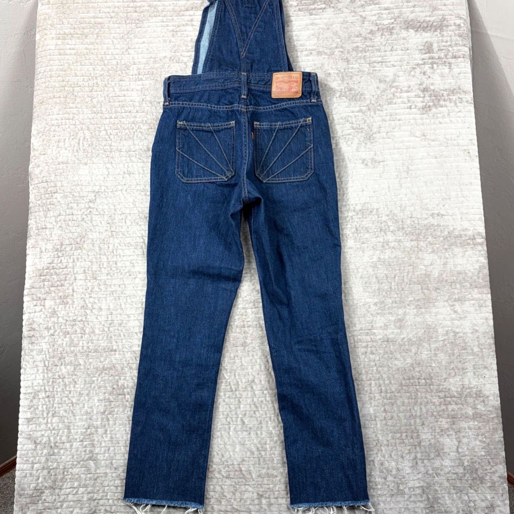 Levi's Levi'S Denim Overalls Dark Wash Side Zip Raw Hem Womens 25 EU Size Size 24" / US 00 / IT 34 - 2 Thumbnail