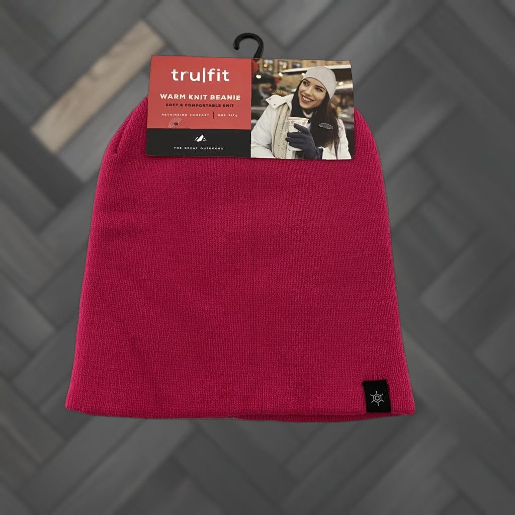 Vintage The Great Outdoors Tru Fit Hat Beanie One Size Pink Warm Knit Acrylic Winter Womens Size ONE SIZE - 1 Thumbnail
