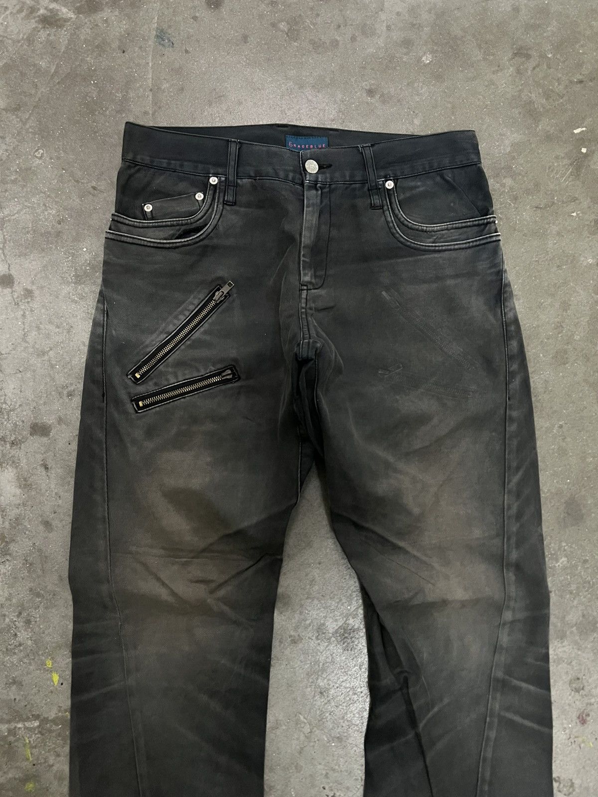 Designer × Japanese Brand × Vintage THRASHED🔥RAGEBLUE COTTON FADED PANT ZIPPER Size US 32 / EU 48 - 2 Thumbnail