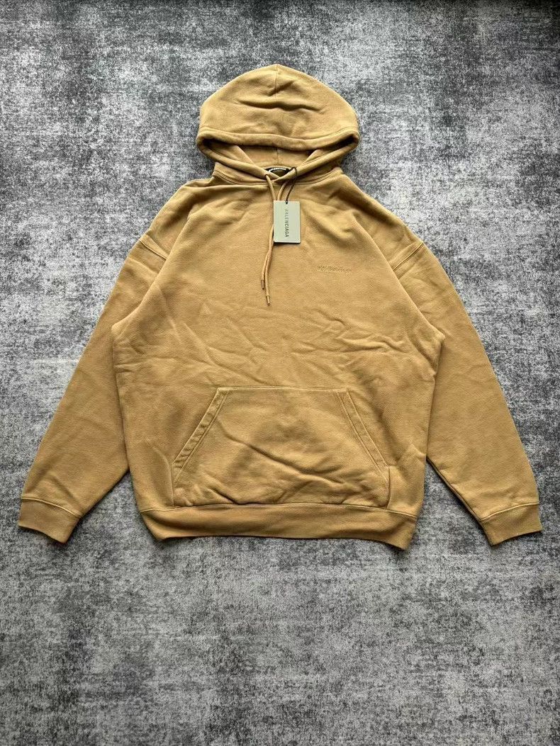 Balenciaga Balenciaga Khaki Double B Embroidered Hoodie Hoodie Long S Size US S / EU 44-46 / 1 - 1 Thumbnail