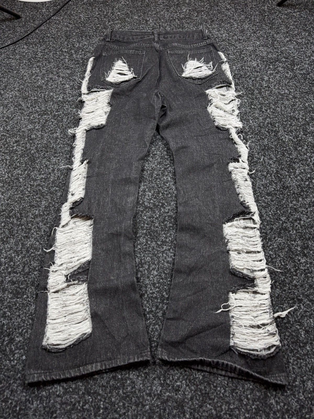 If Six Was Nine Japanese 00s LGB Black Distressed Bootcut Flared Denim Jeans Size 28" / US 6 / IT 42 - 9 Thumbnail