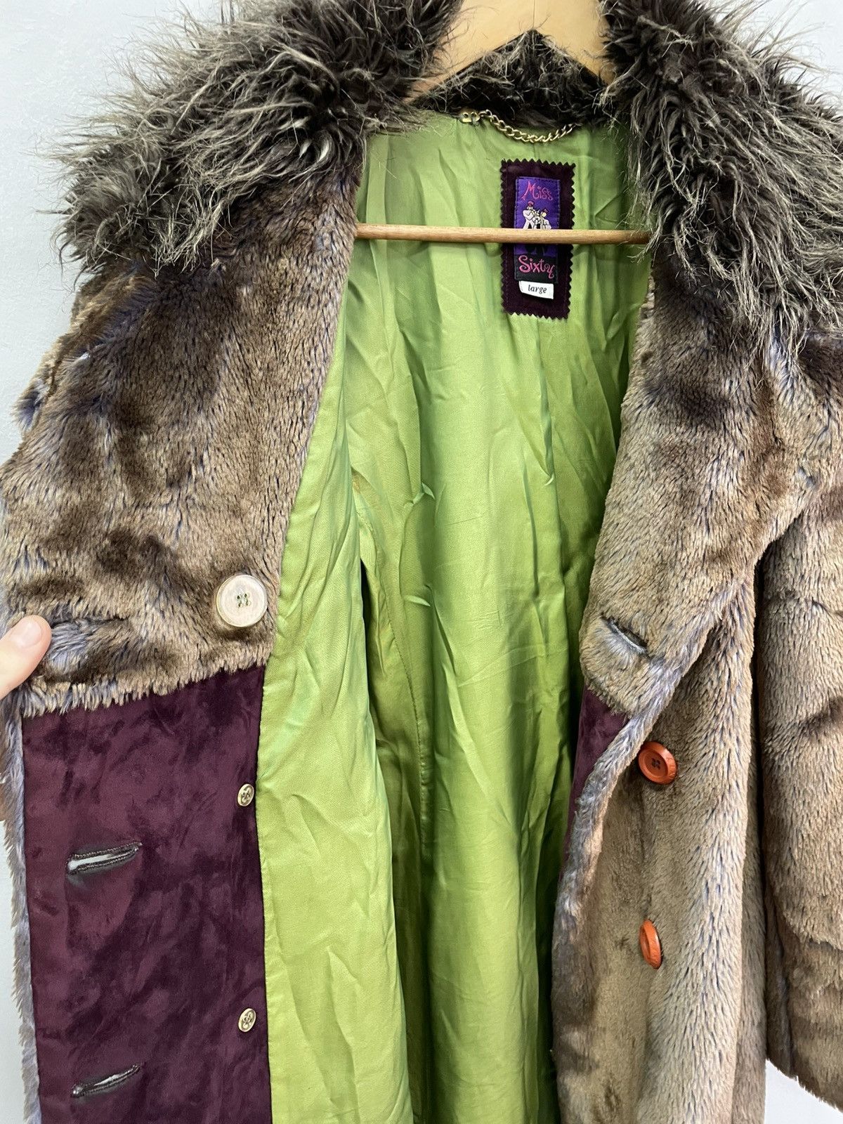 Japanese Brand × Miss Sixty CRAZY VINTAGE Y2K FUR FAUX MISS SIXTY LONG COAT JACKET Size L / US 10 / IT 46 - 13 Thumbnail
