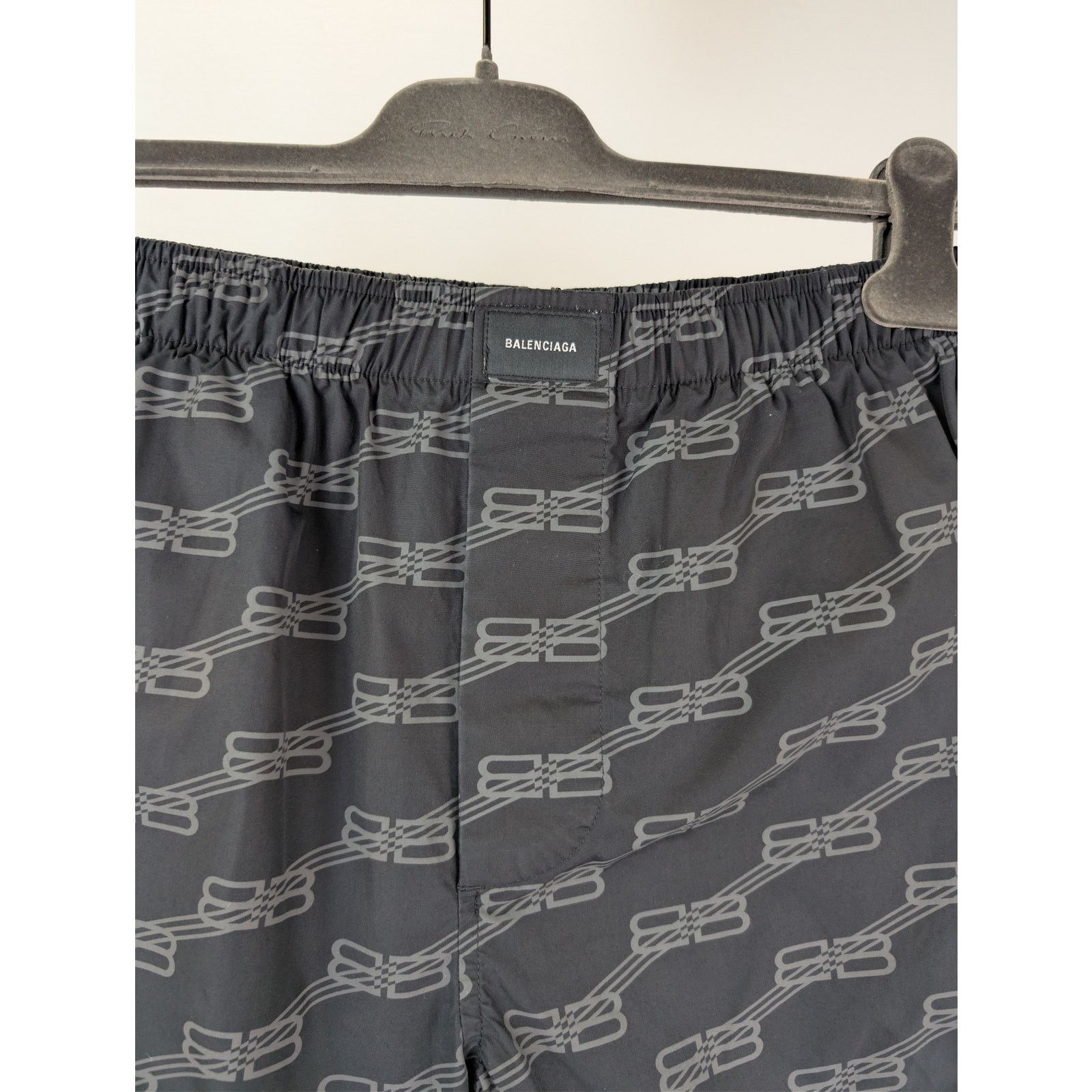 Balenciaga o1rshd1 BB Monogram Cotton Poplin Pyjama Shorts Black/Grey Size US 34 / EU 50 - 5 Thumbnail