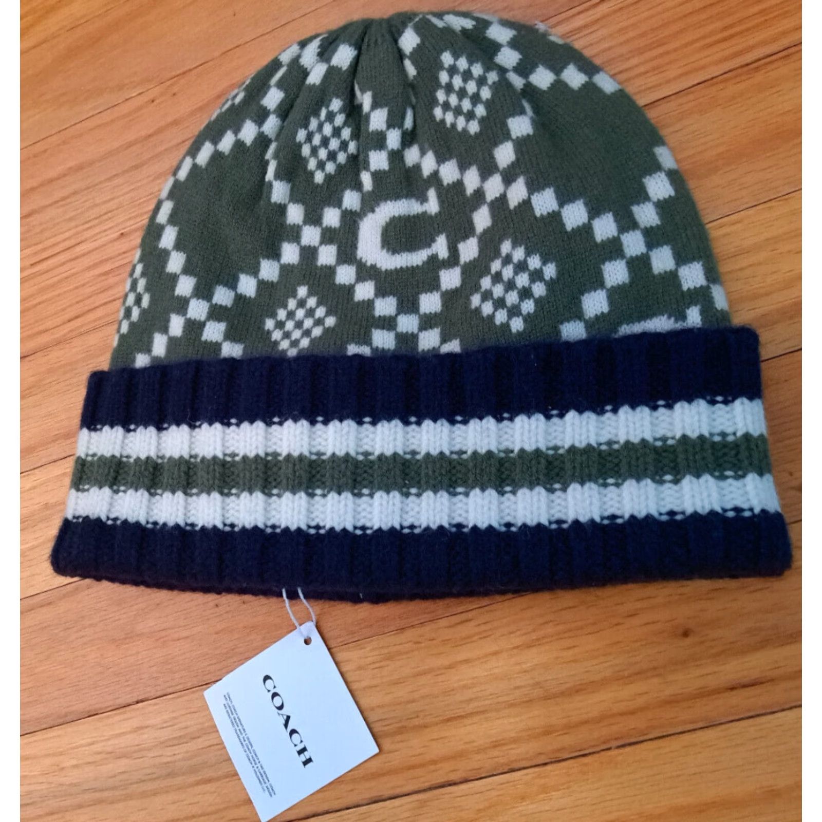 Coach VINTAGE Coach Beanie Wool Hat Green Womens NWT Winter 97% Wool Adjustable Powerfully Knit Men? Size ONE SIZE - 2 Thumbnail