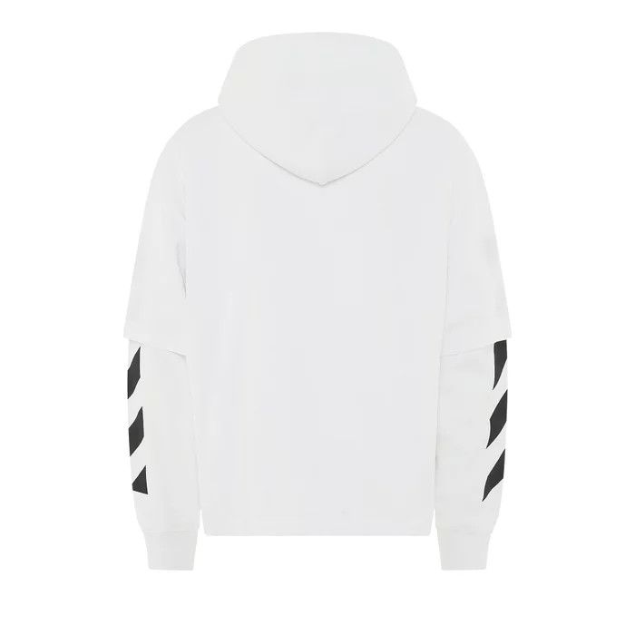 Off-White o1b1xh1ea0124 Diag Helvetica Double Tee Hoodie in White