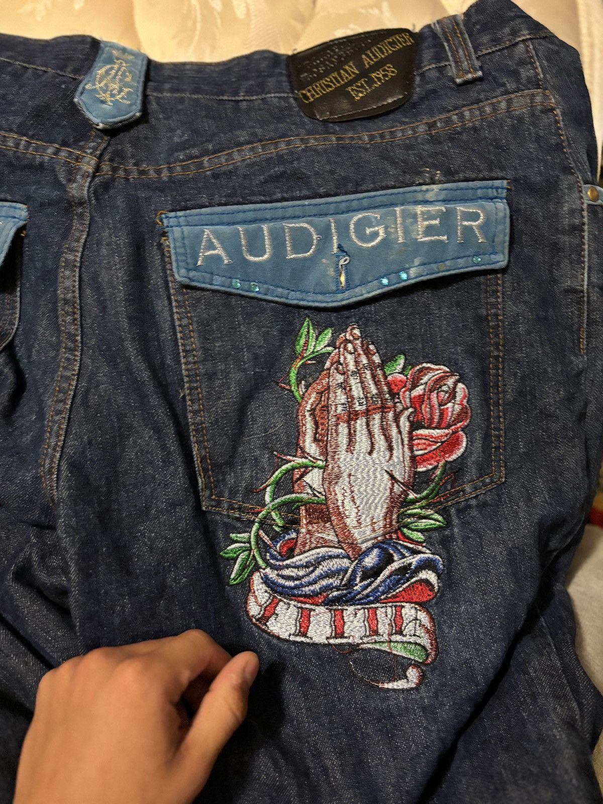 Christian Audigier × Ed Hardy × Vintage Traditional art denim Size US 42 / EU 58 - 3 Thumbnail