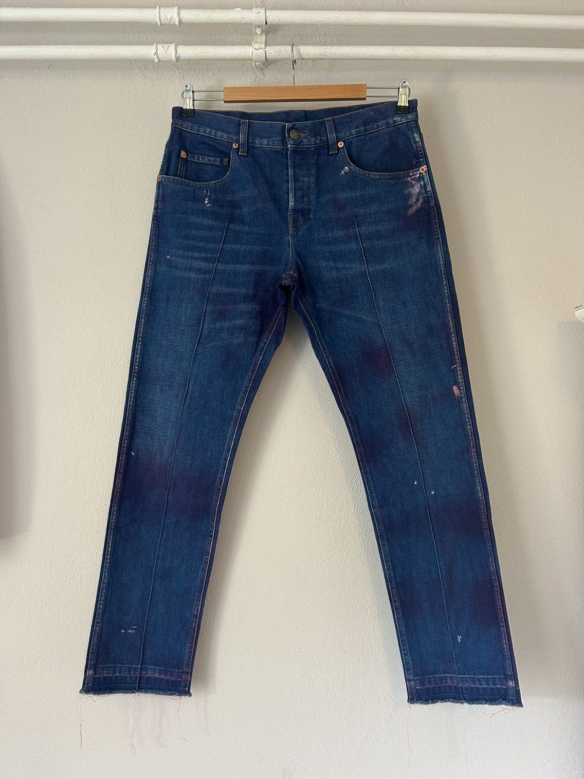 Gucci Pink Painter Blue Denim Jeans Size US 35 - 1 Thumbnail