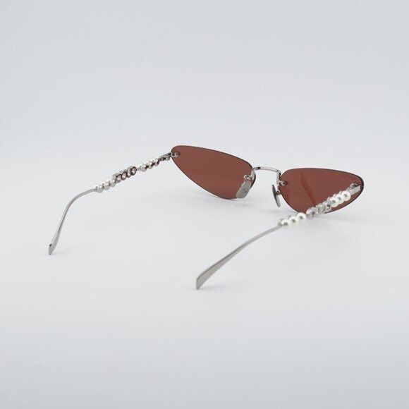 Gucci GG1920S 002 Sunglasses Shiny Silver with Pearl Cat Eye