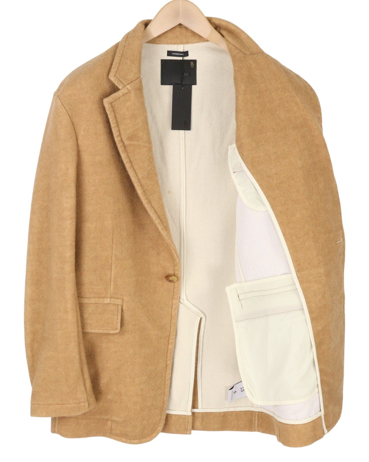 R13 RAGGED S Camel Blend Oversized Single Breasted 86890 Size S / US 4 / IT 40 - 4 Thumbnail