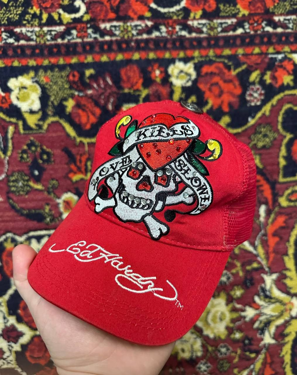 ed hardy fish rhine stone design cap