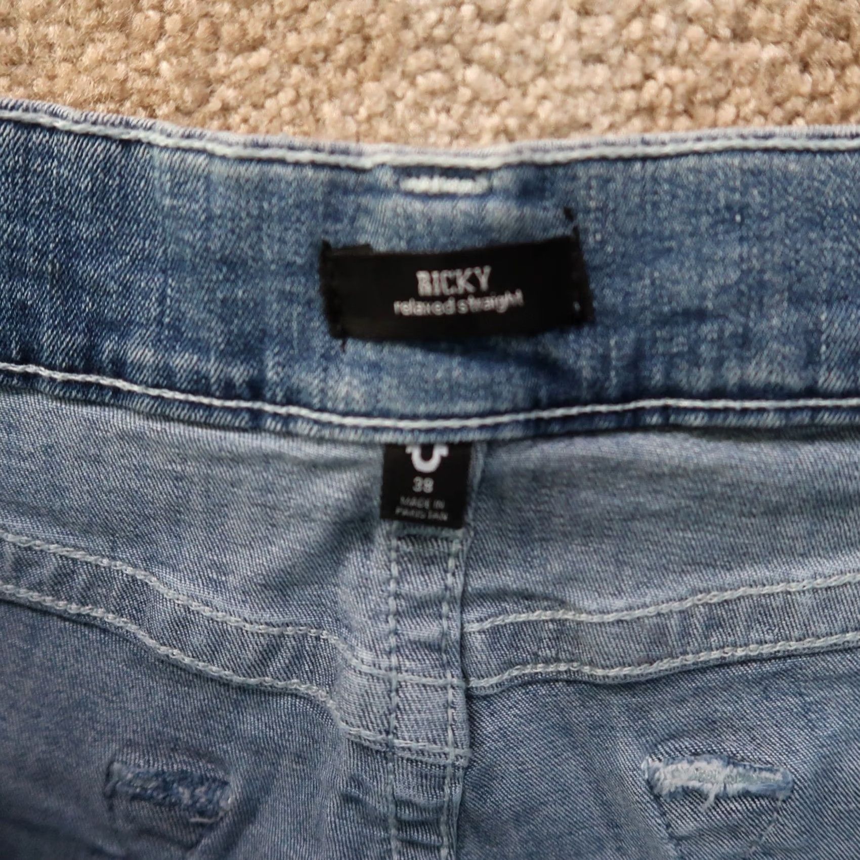True Religion TRUE RELIGION Ricky Relaxed Straight Jeans Men 38x32 Blue Denim New with Tags Relaxed Straight Jeans 38x32 Men Blue Denim (N/A) Size US 38 / EU 54 - 3 Thumbnail