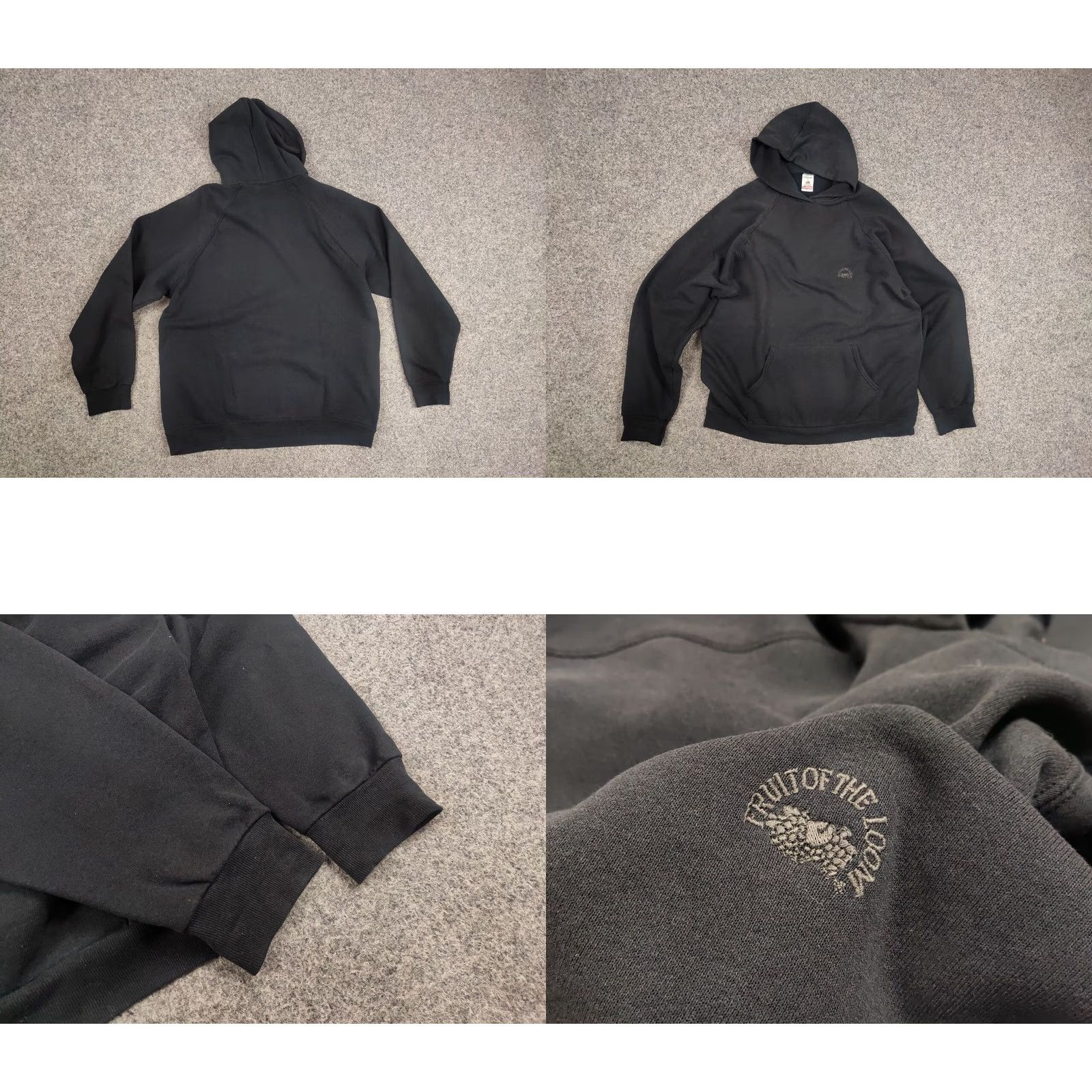 Fruit Of The Loom VINTAGE Fruit of the Loom Hoodie Mens L Black 90s USA Style Size US L / EU 52-54 / 3 - 8 Thumbnail