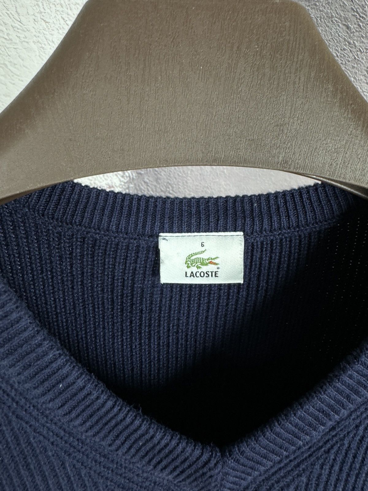 Lacoste × Vintage Lacoste vintage v-neck ribbed sweater pullover Size US XL / EU 56 / 4 - 5 Thumbnail