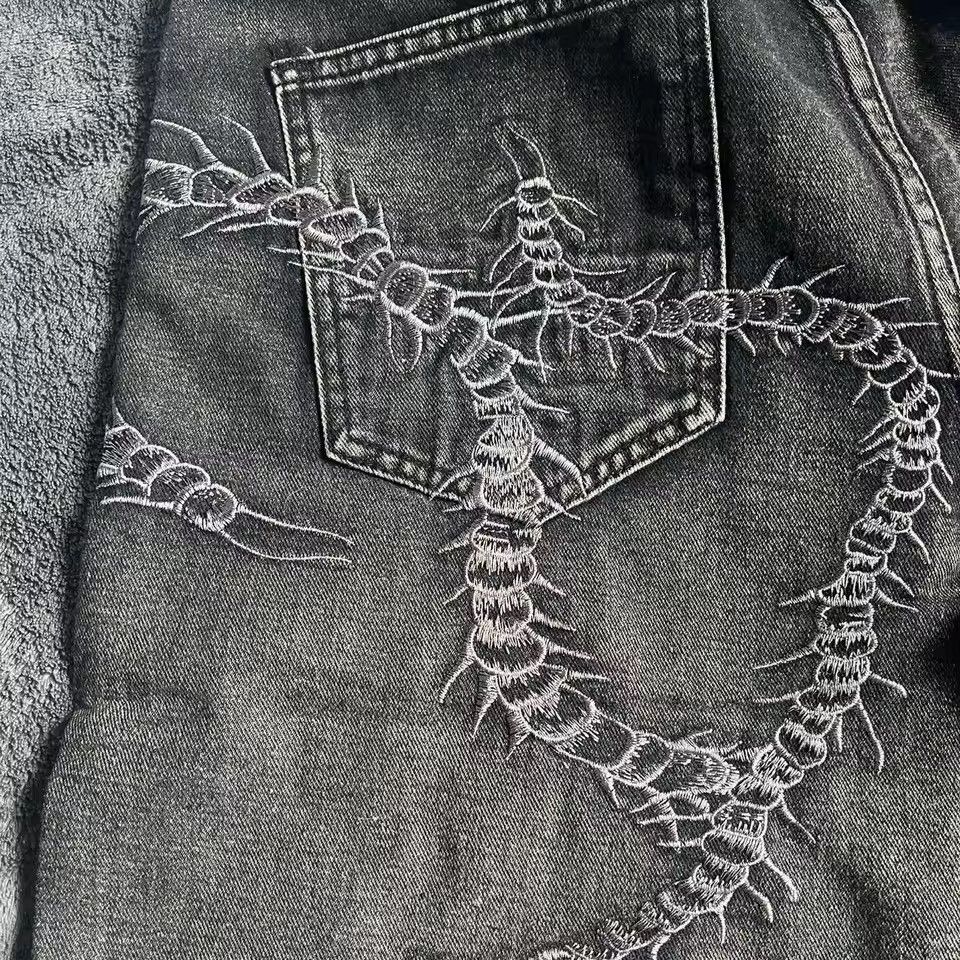 Jean Punk Embroidery Hip Hop Streetwear Trendy Shorts Jorts Size US 30 / EU 46 - 4 Thumbnail