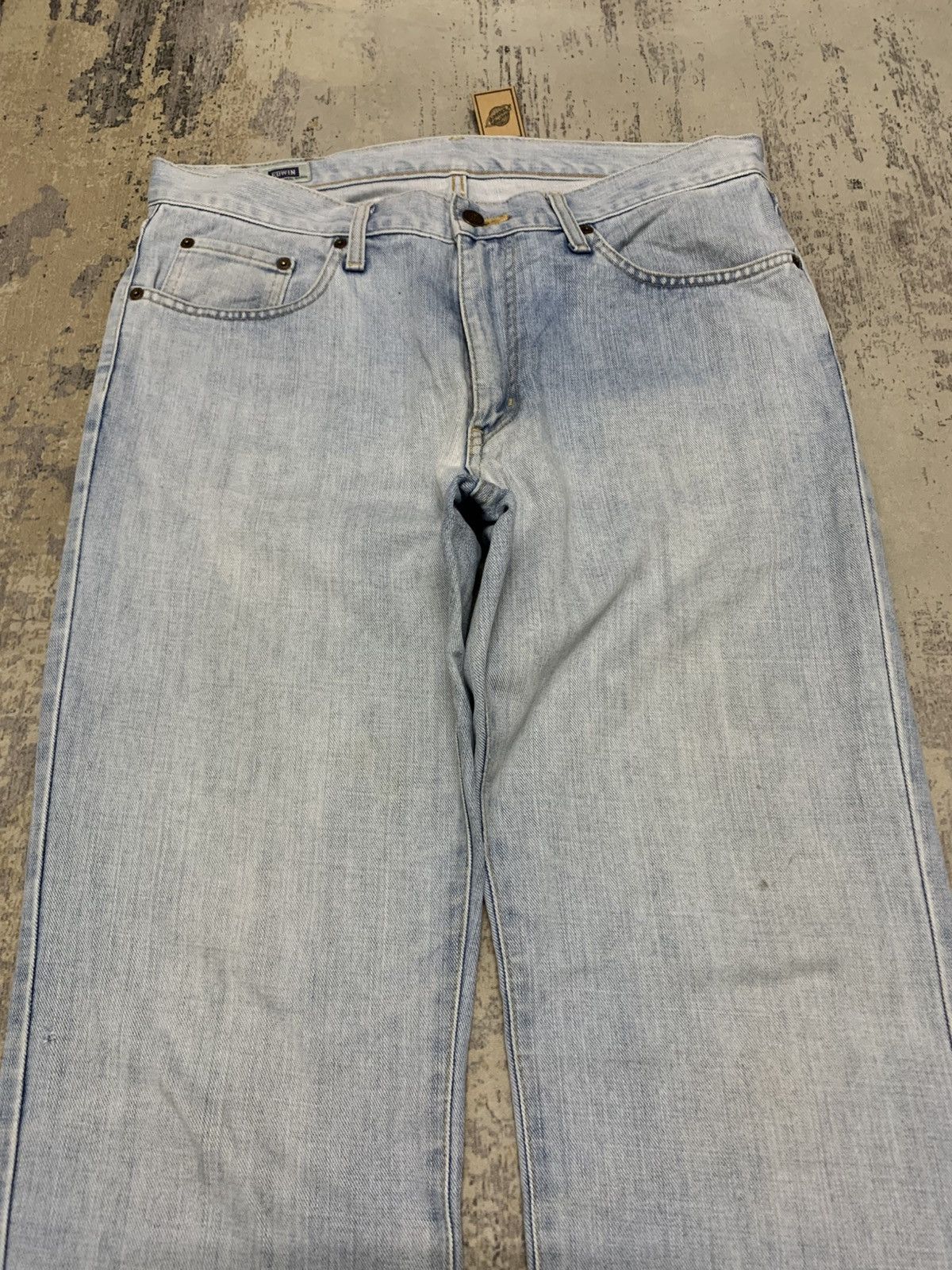 Japanese Brand Edwin Straight Leg Blue Wash Jeans Streetwear W35 Size US 35 - 2 Thumbnail