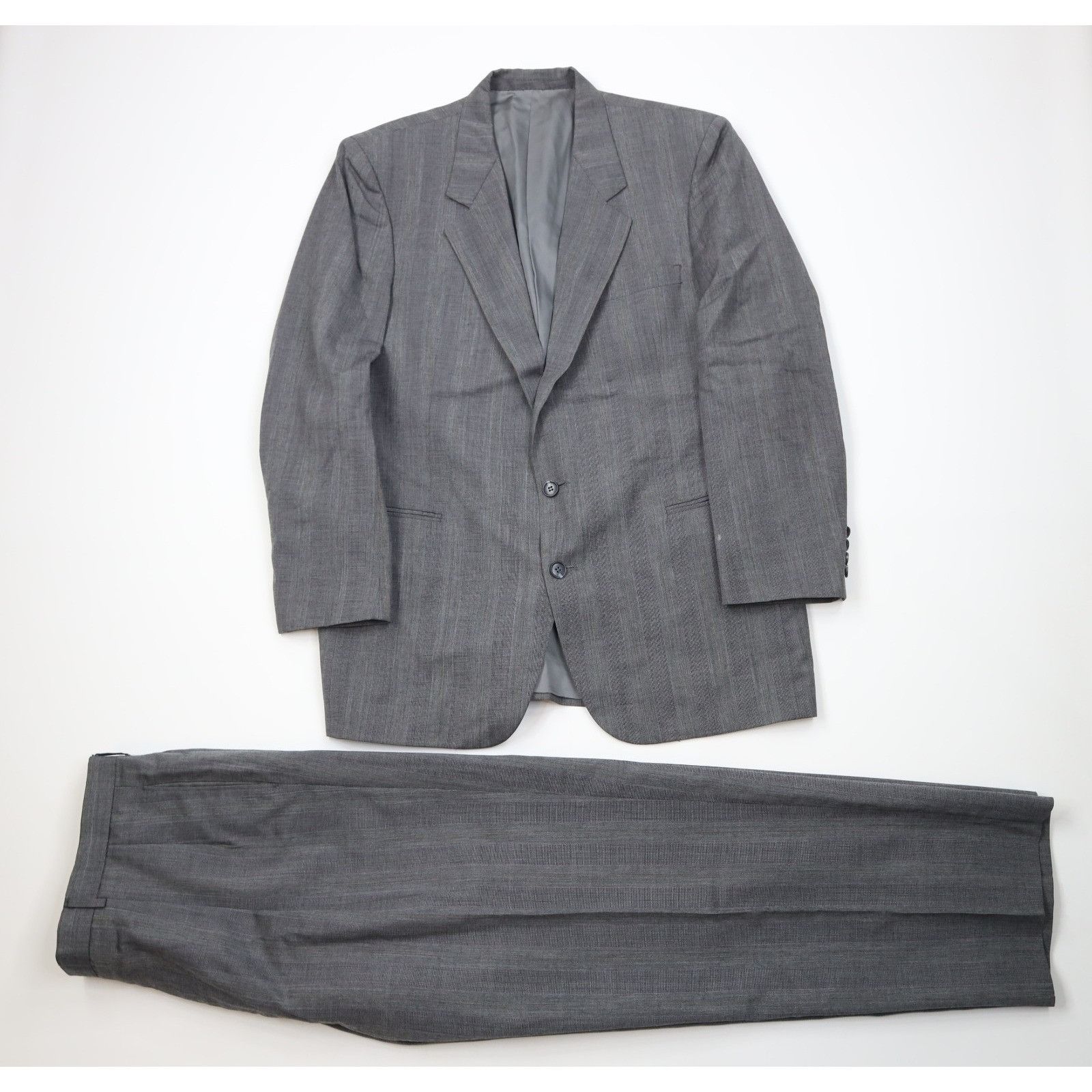 Vintage Vintage 90s Streetwear 2 Piece Wool Suit Wedding Striped Size 44L - 1 Thumbnail