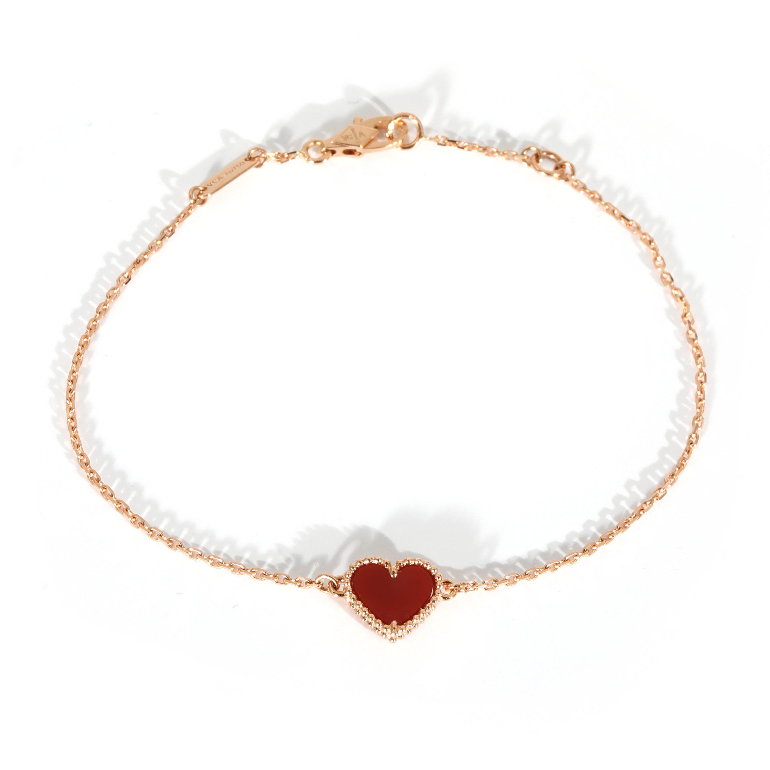 Van Cleef Arpels Sweet Alhambra Bracelet With Carnelian Heart in