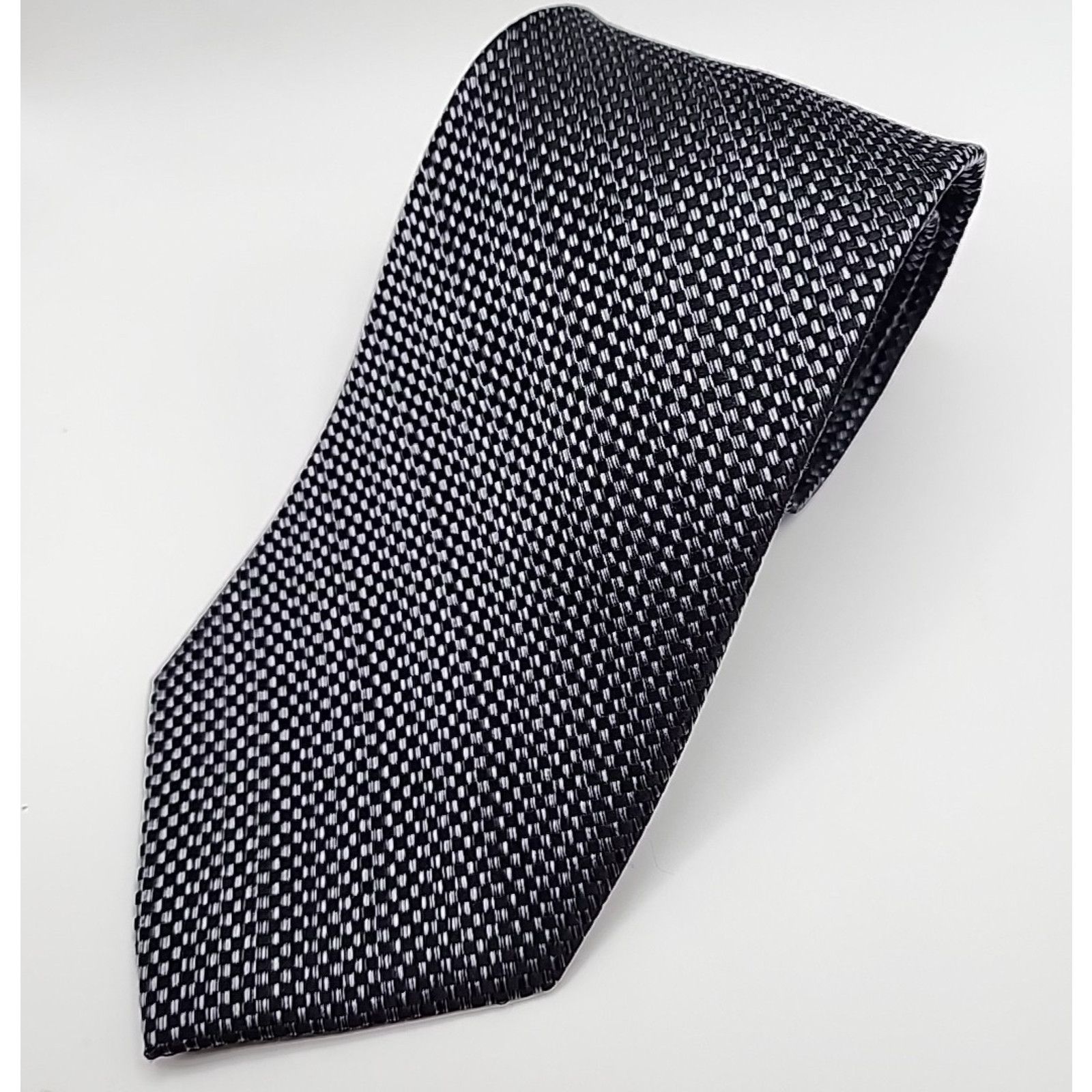 Nicole Miller Nicole Miller Silver & Black Geometric Silk Necktie Like New Size ONE SIZE - 4 Thumbnail