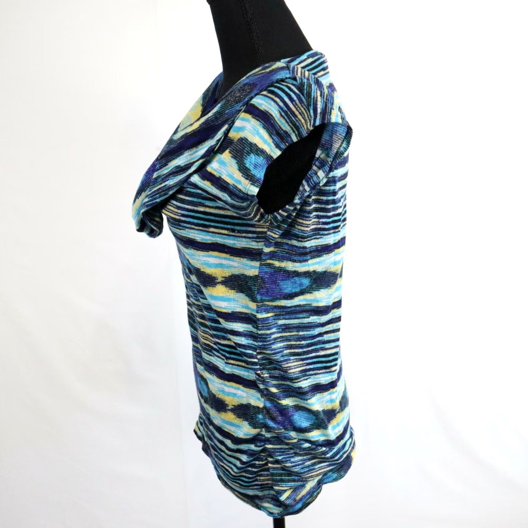 Vintage No Boundaries Top Women Medium Shirt Blouse Casual Draped Neck Blue Cap Sleeve Size M / US 6-8 / IT 42-44 - 2 Thumbnail