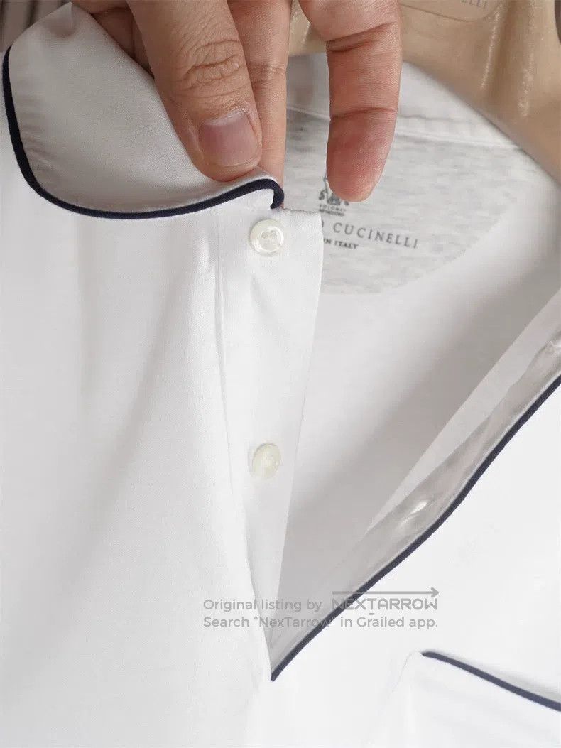 Brunello Cucinelli Brunello Cucinelli Men's Vintage Eton Collar Short Sleeve Size US M / EU 48-50 / 2 - 5 Thumbnail