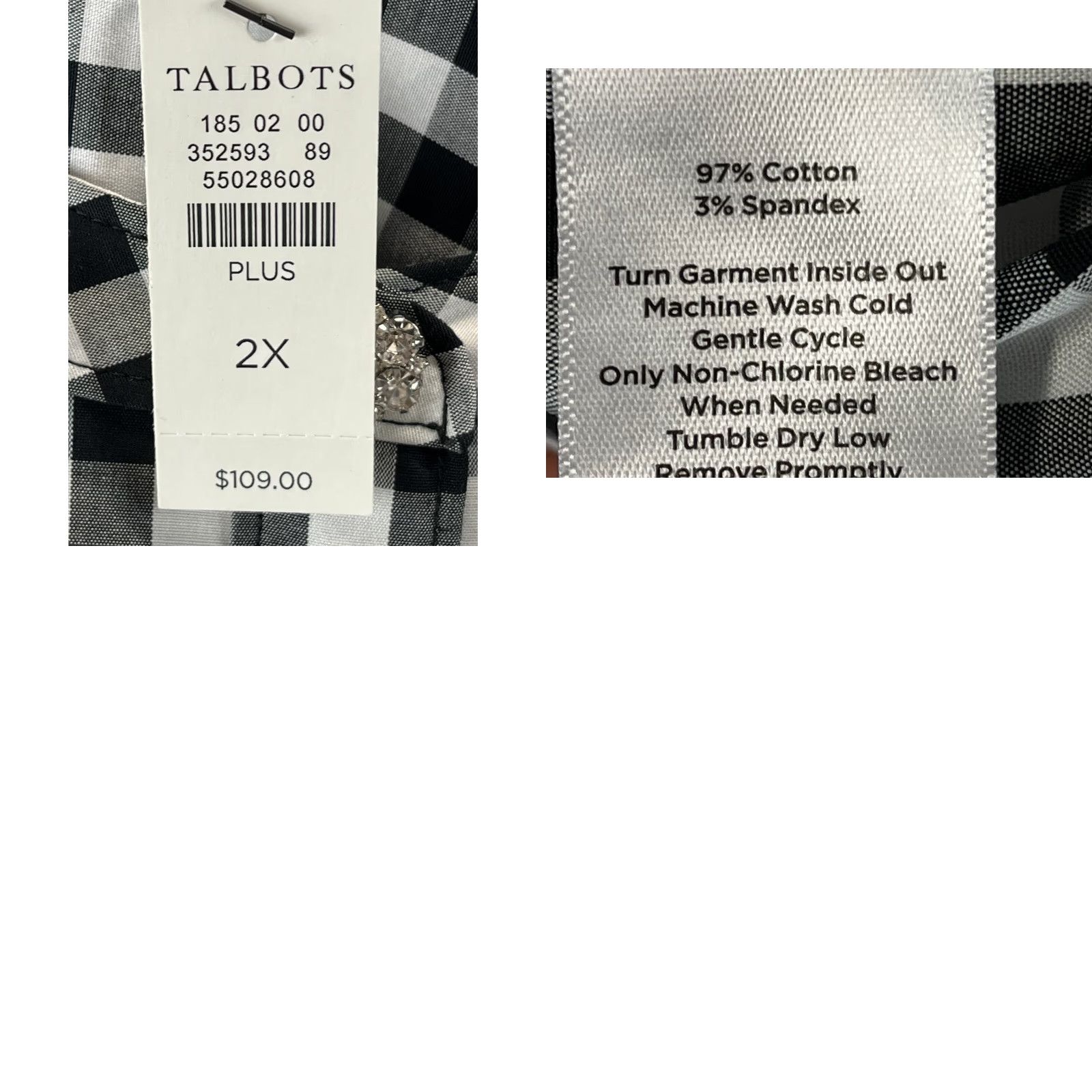 Talbots Talbots Tunic Shirt 2X Plus Bling Buttons Womens Long Sleeve Black White Gingham Tunic Top Women Size XXL / US 16-18 / IT 52-54 - 8 Thumbnail