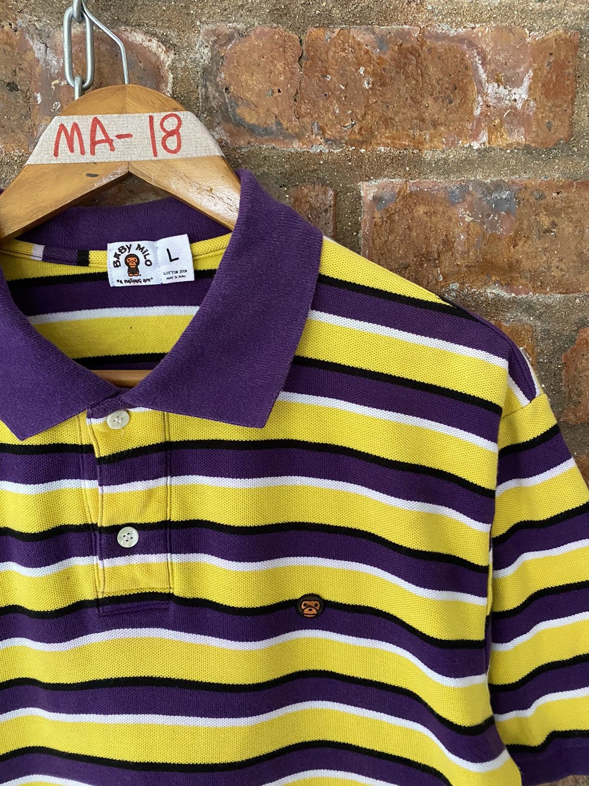 Bape 2008 Bape Milo stripe polo Size US L / EU 52-54 / 3 - 7 Thumbnail