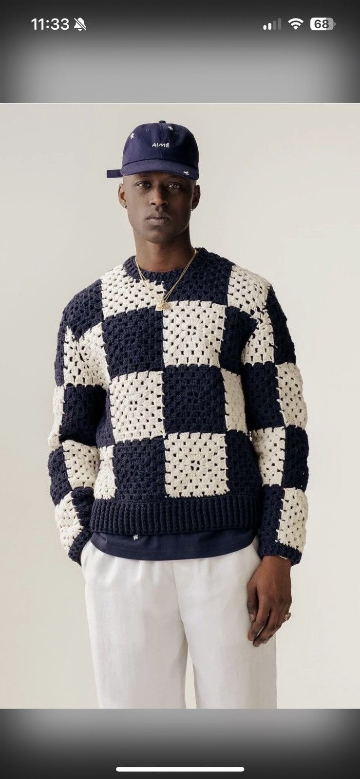 Aime Leon Dore Navy/white crochet sweater Size US M / EU 48-50 / 2 - 1 Thumbnail