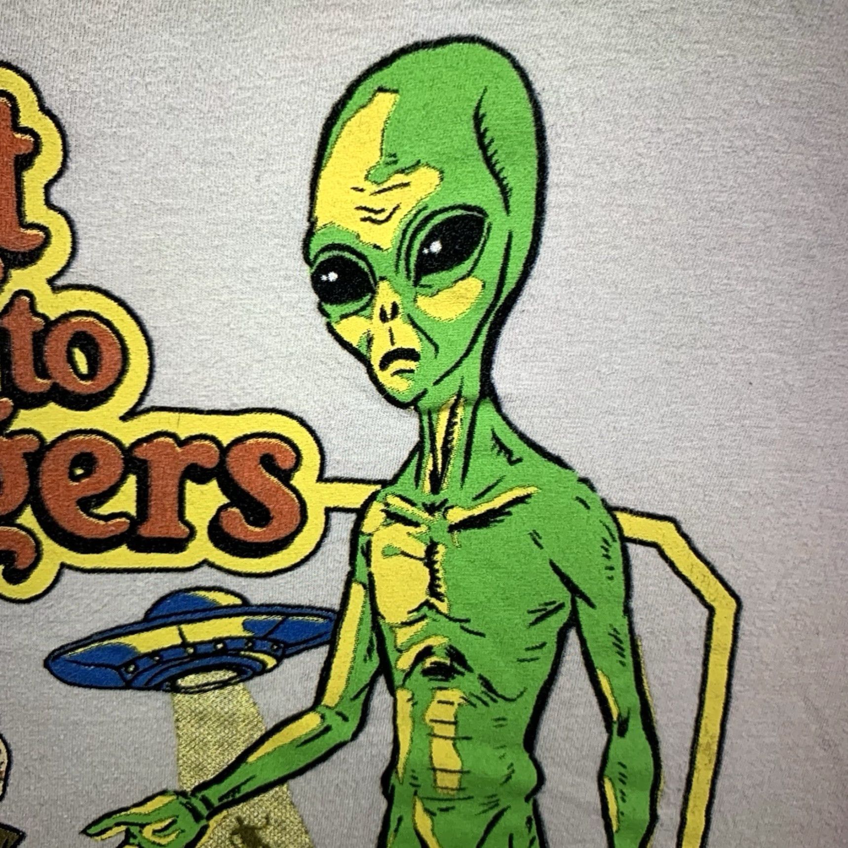 RHODE VINTAGE Steven Rhodes Alien T-Shirt Unisex Adults Large Space Funny 80s Retro Beiges Size US L / EU 52-54 / 3 - 7 Thumbnail