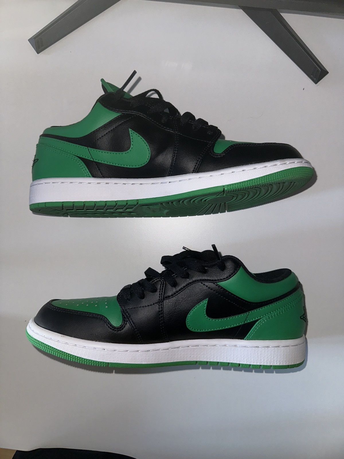 image of Jordan Nike Air Jordan 1 Low Black Lucky Green Shoes, Men's (Size 10)