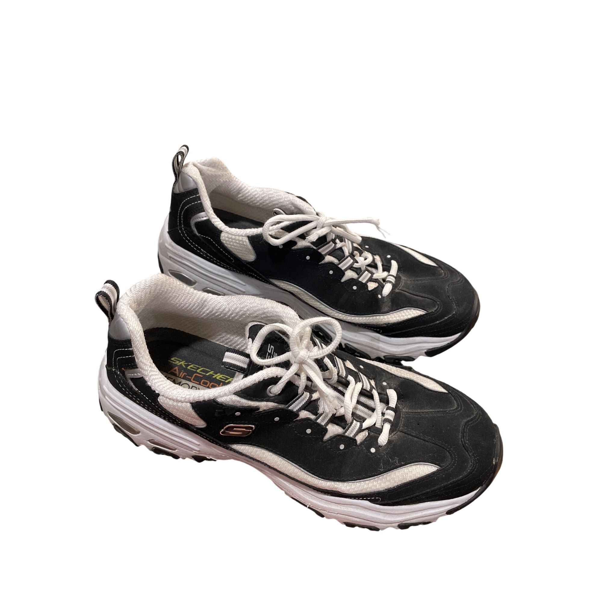 SKECHERS Skechers D'lites mens black white leather low top sneakers s Size US 10.5 / EU 43-44 - 3 Thumbnail