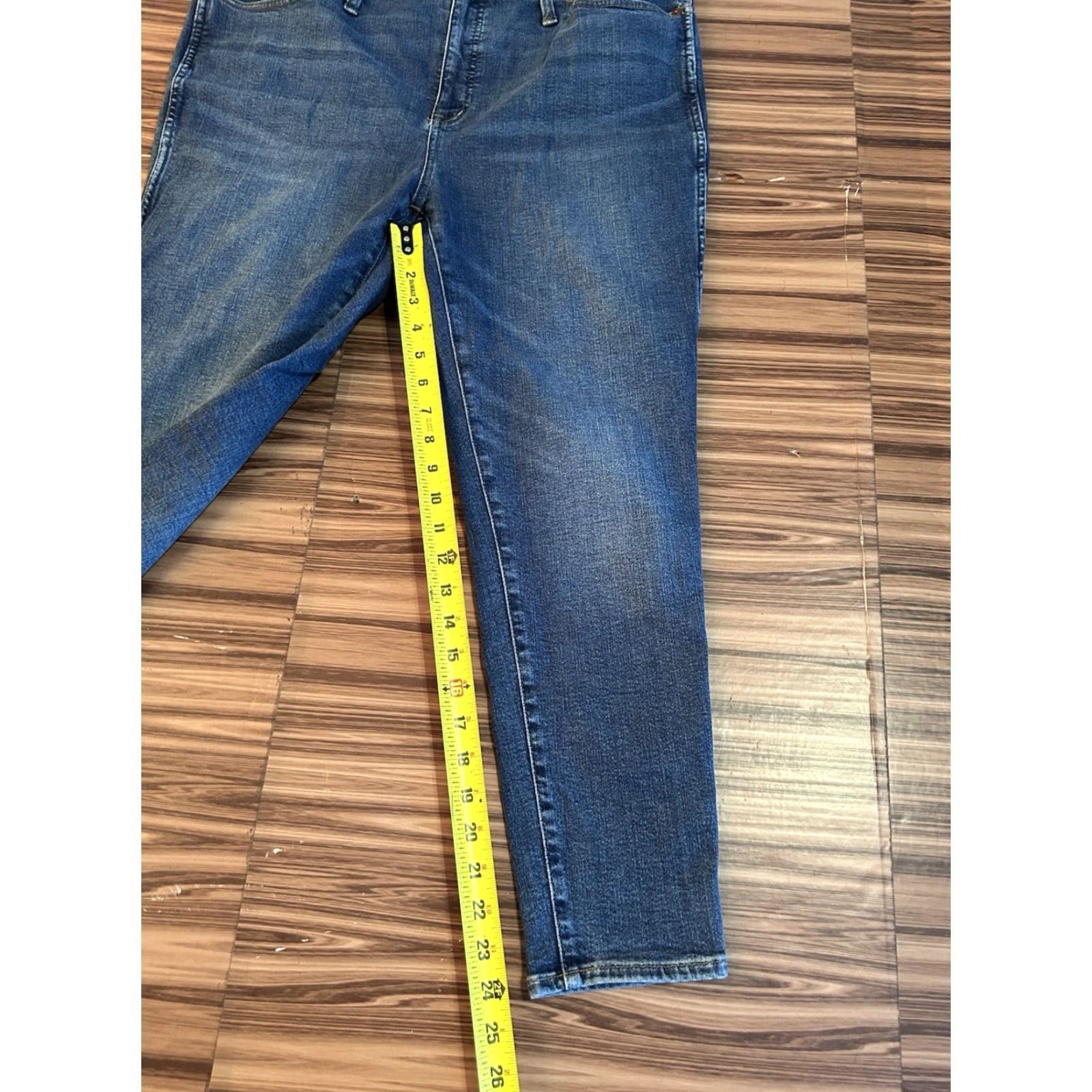 Madewell Womens Madewell Jeans 34R High Rise Skinny Dark Wash Blue 34 in Waist Womens Jeans Skinny High Rise Solid 10" - NA Size 24" / US 00 / IT 34 - 4 Thumbnail