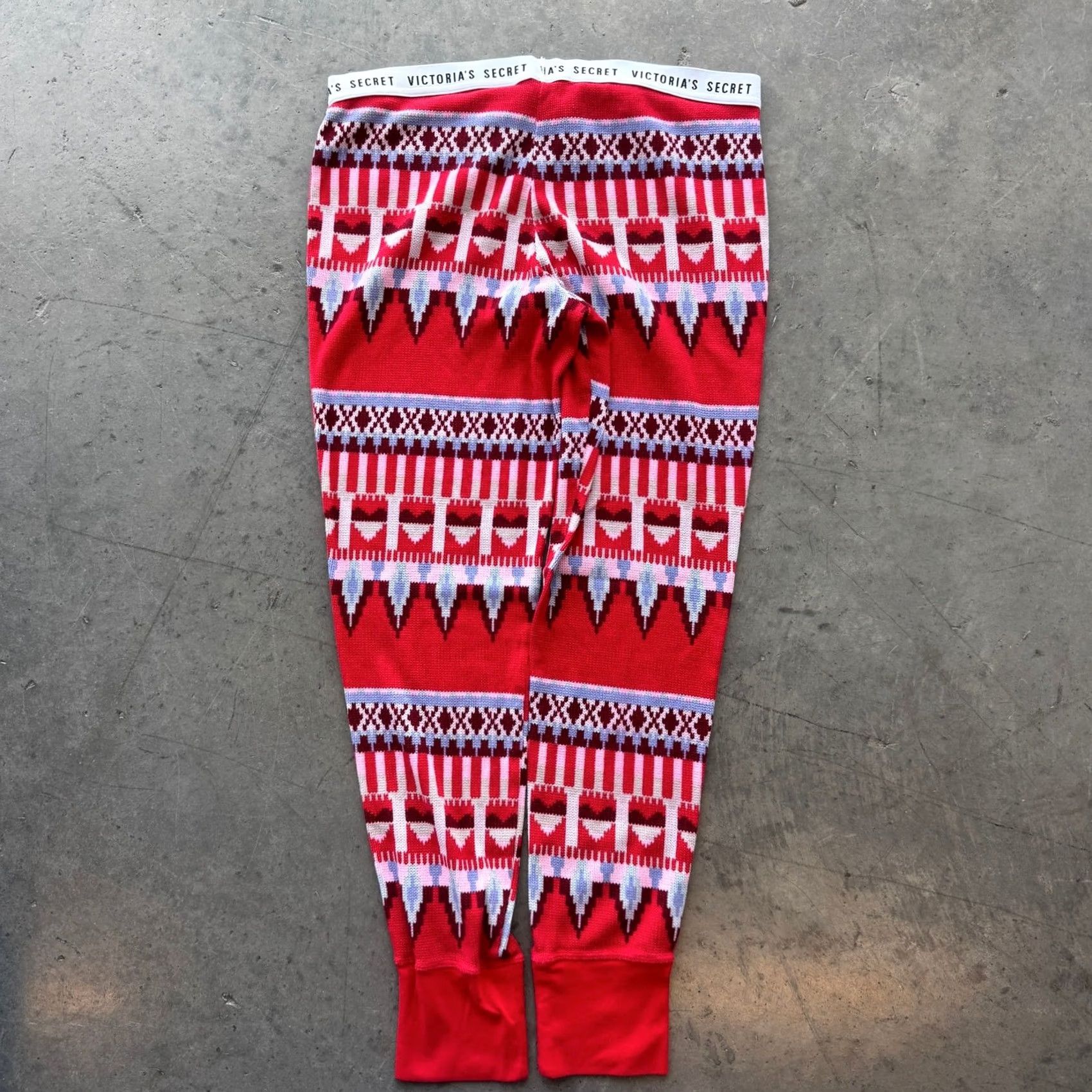Victoria's Secret VINTAGE Victoria's Secret Christmas Festive Knit Jogger Pajama Pants L Red Womens XS? Wait Size 36" / US 14 / IT 50 - 2 Thumbnail
