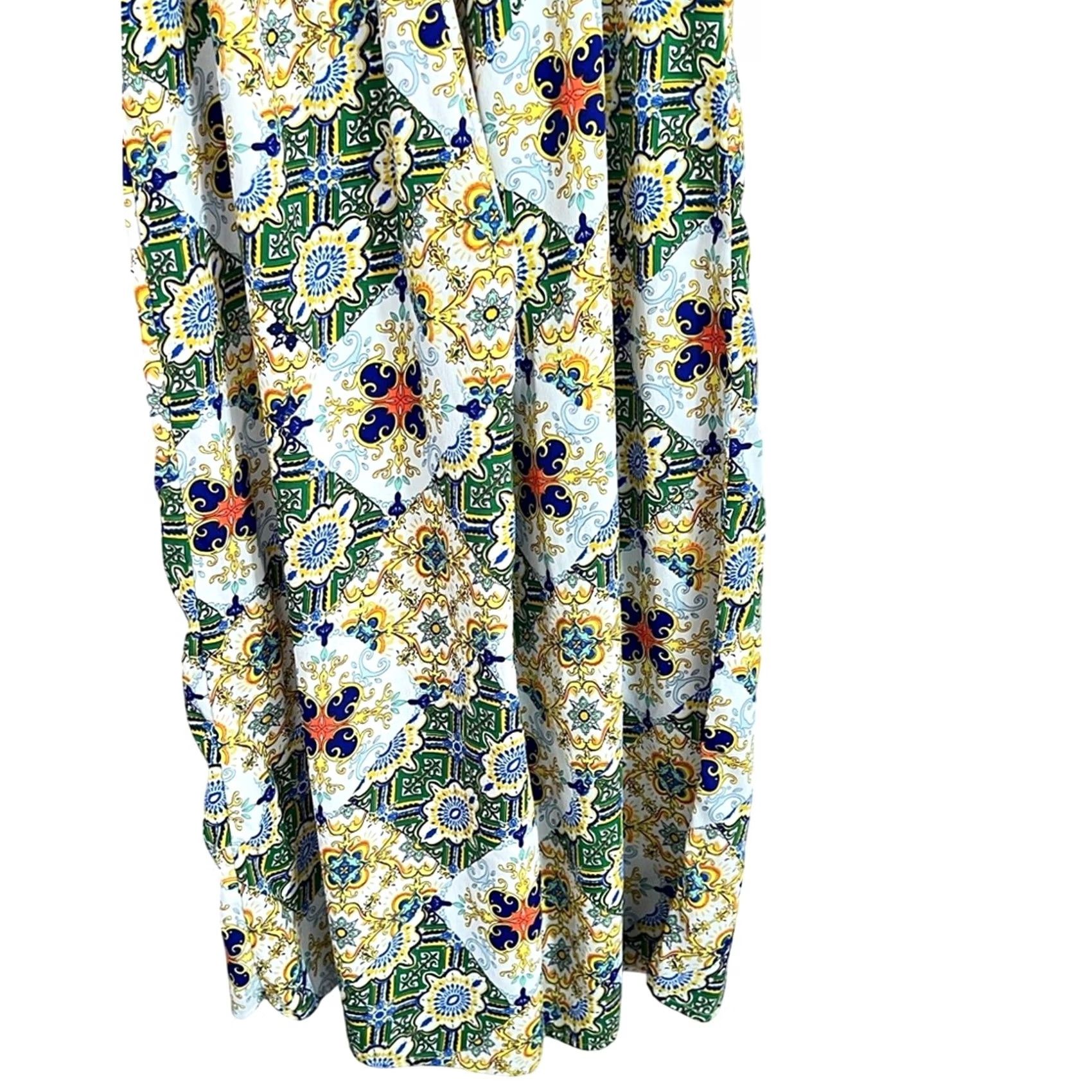 River Island River Island Women’s Green Paisley Wide Leg Trousers M Regular Bloomer Style" Size 32" / US 10 / IT 46 - 6 Thumbnail
