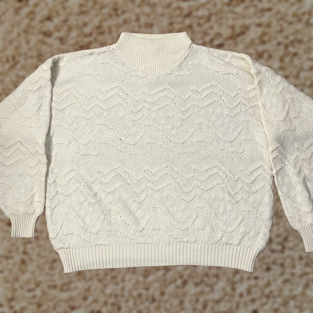 BUGATCHI BUGATCHI Sweater Womens Large Beige Knit Pullover Size L / US 10 / IT 46 - 1 Thumbnail