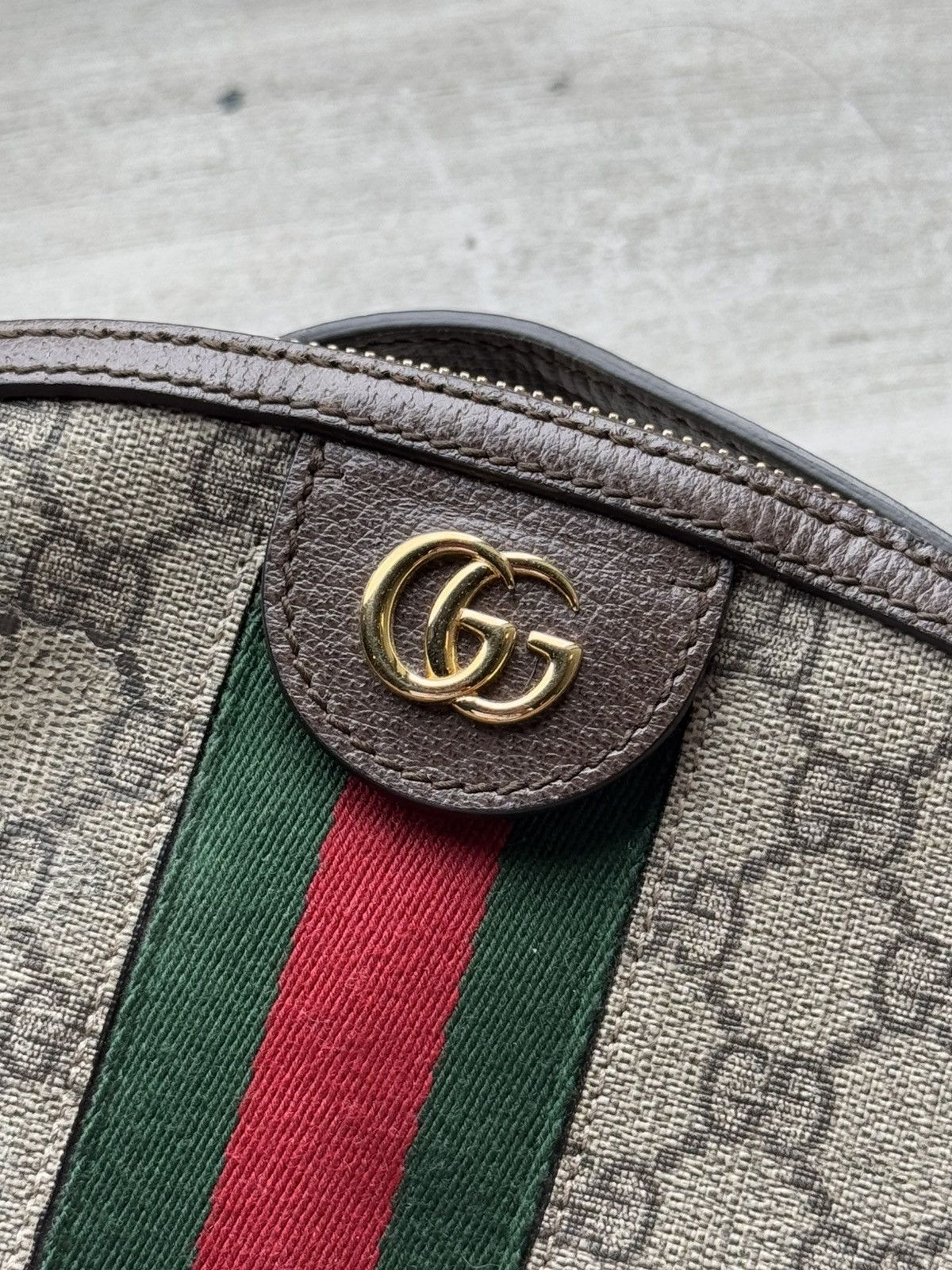 Gucci GUCCI BROWN CANVAS GG SUPREME OPHIDIA DOME SMALL BAG Size ONE SIZE - 7 Thumbnail