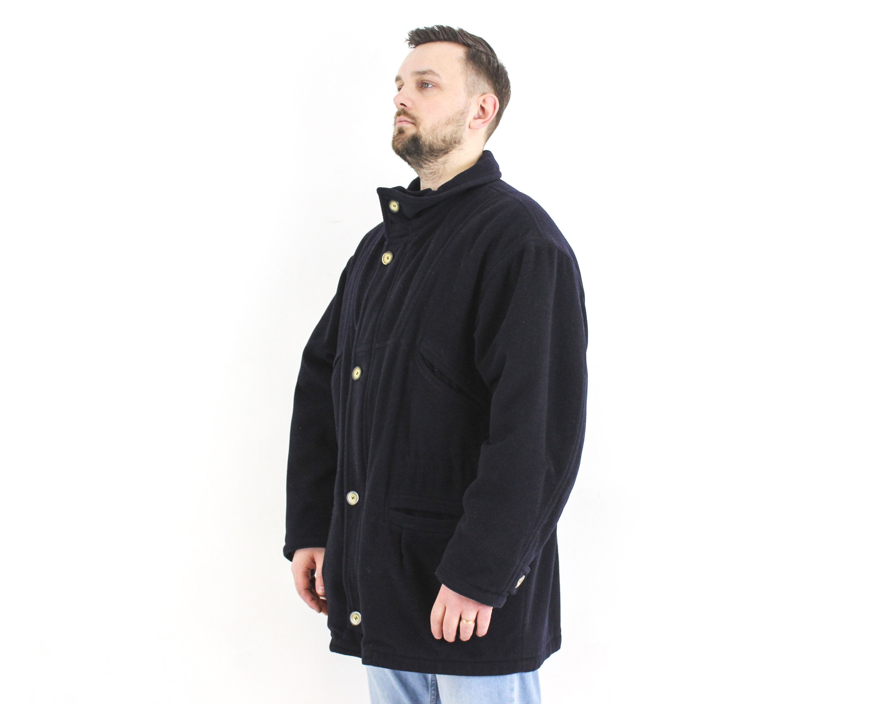 Vintage Malenkow Men L Wool Cashmere Jacket Pea Coat EU 52 Winter Size US L / EU 52-54 / 3 - 2 Preview