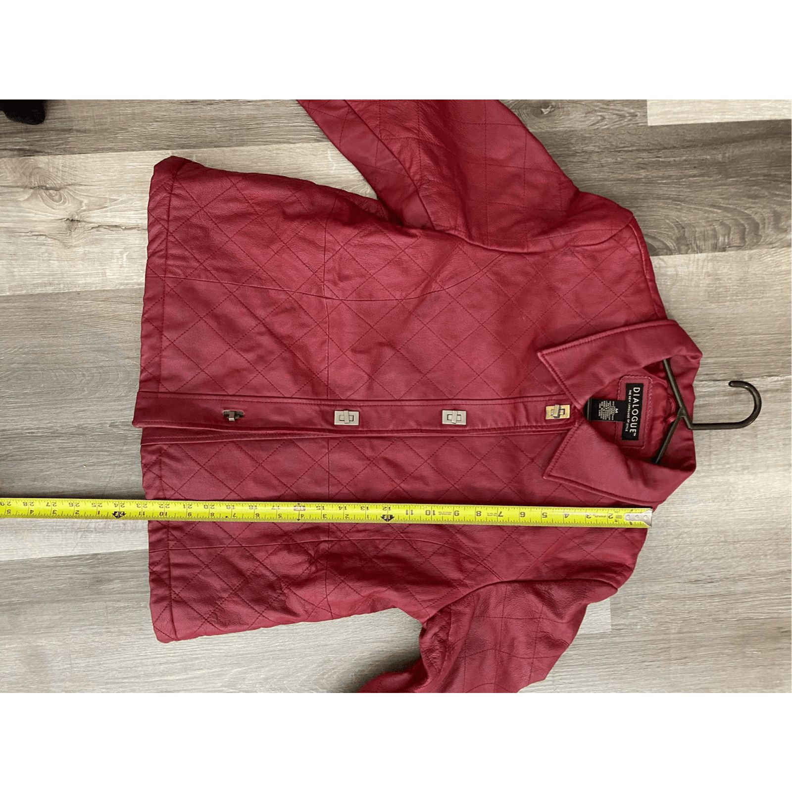 Nordstrom Dialogue Red Quilted Leather Jacket Toggle Button, Sz Medium Size M / US 6-8 / IT 42-44 - 7 Thumbnail